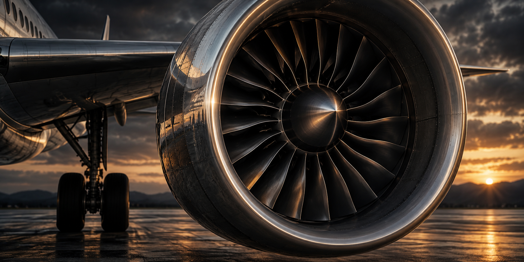 Close-up view of a turbine engine